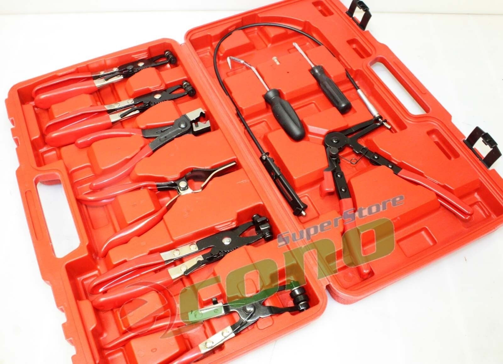 9PC DELUXE FLEXIBLE CABLE PLIER MECHANIC’S HOSE CLAMP RING PLIERS TOOL KIT