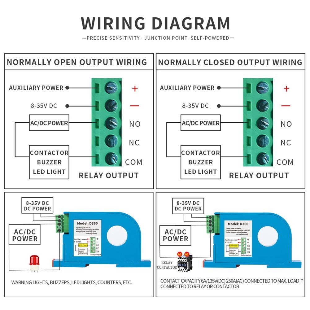 DC Current Sensing Switch Automatic Reset Function Detection Range 0-50A/0-100A