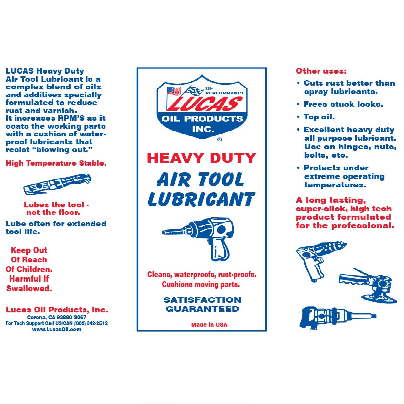 Lucas Oil Set of 4 Waterproof/Rustproof Air Tool Cleaner Lubricant 1 Qt Bottles