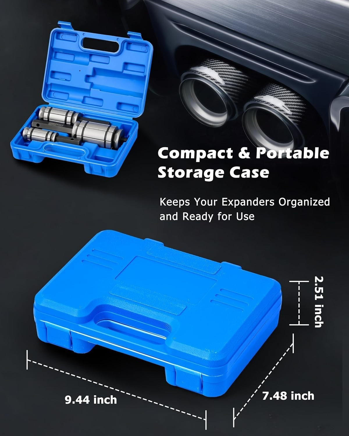 3Pcs 1-1/8 to 3-1/2 Exhaust Pipe Expander Tool Set Tail Pipe Spreader Kit Blue
