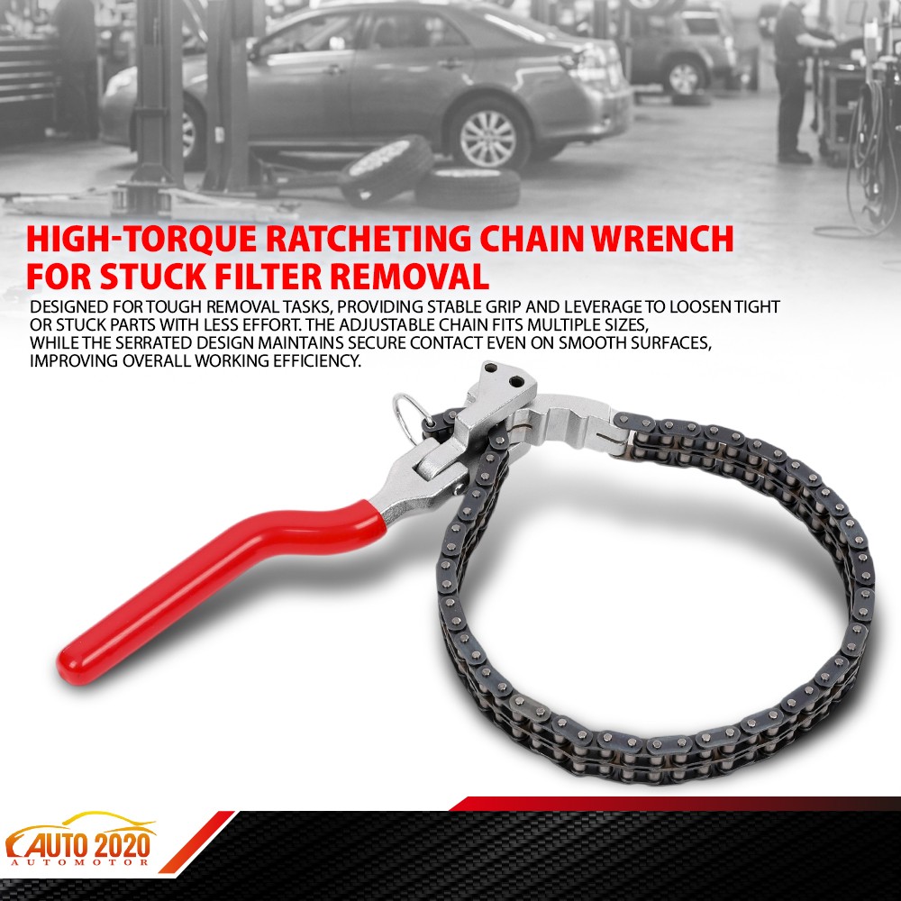 60-160mm Heavy-Duty Ratcheting Chain Wrench Oil Filter Change Pipe Fittings
