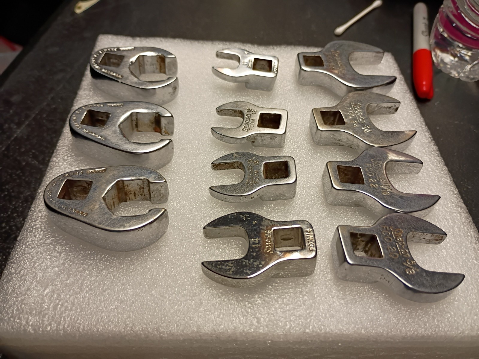 Snap on 3/8″ Drive Crowfoot wrench set of 11 mixed set of 7 Metric & 4 SAE