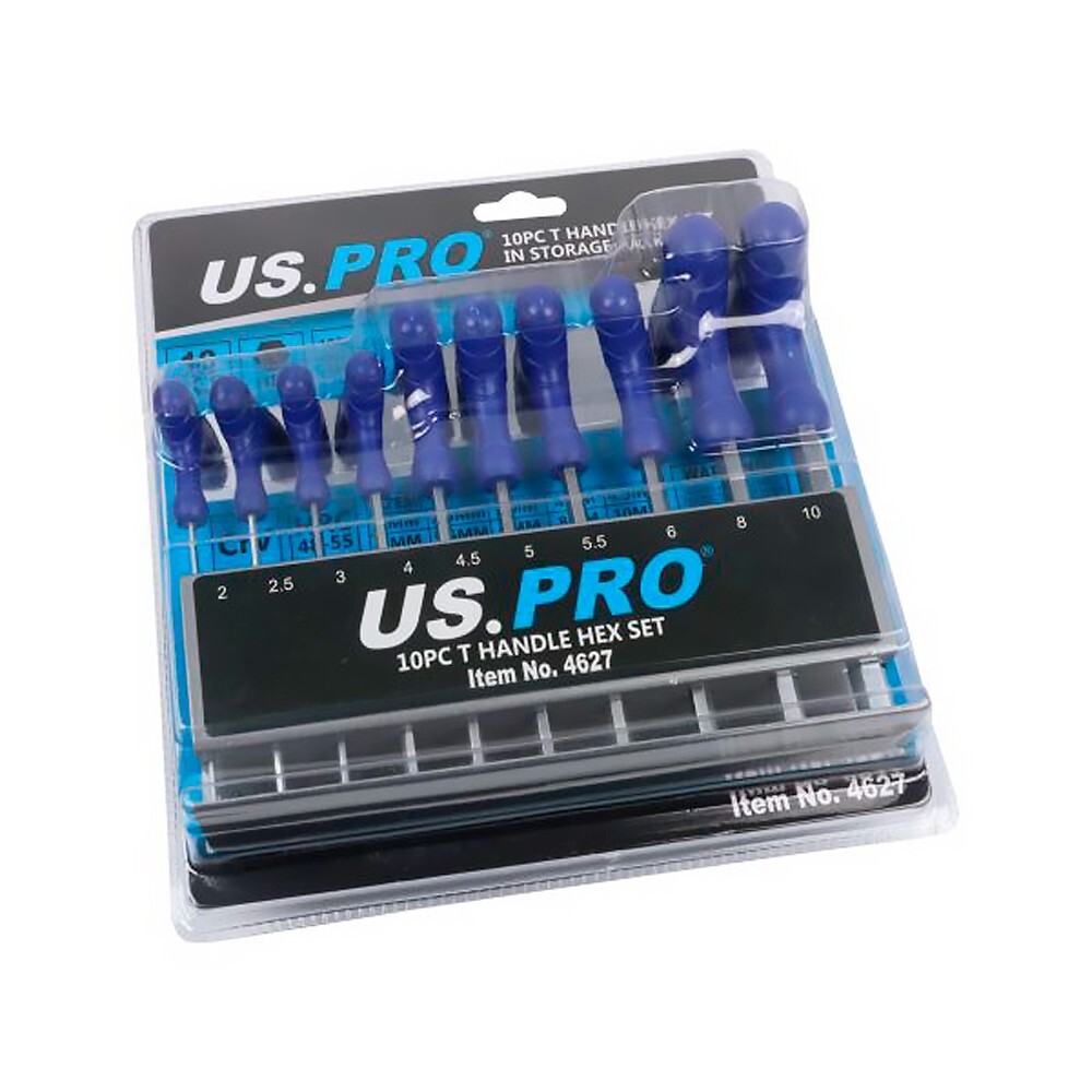 10pc Long Metric T Handle Hex Allen key Wrench Set 2mm – 10mm in Storage Rack