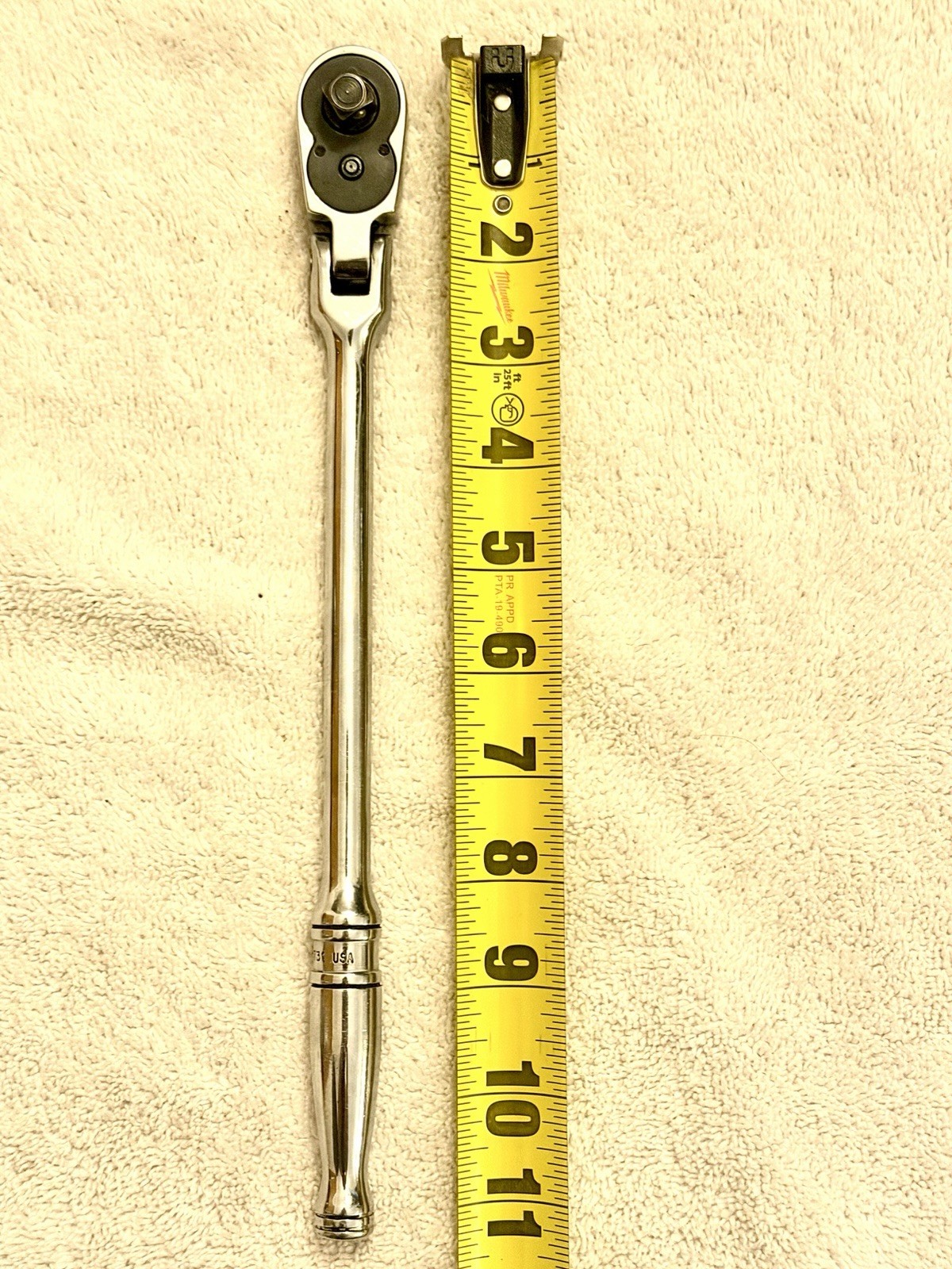 Snap On F731 3/8” Drive Flex Head Ratchet 11 1/4” Long Handle USA Made Chrome