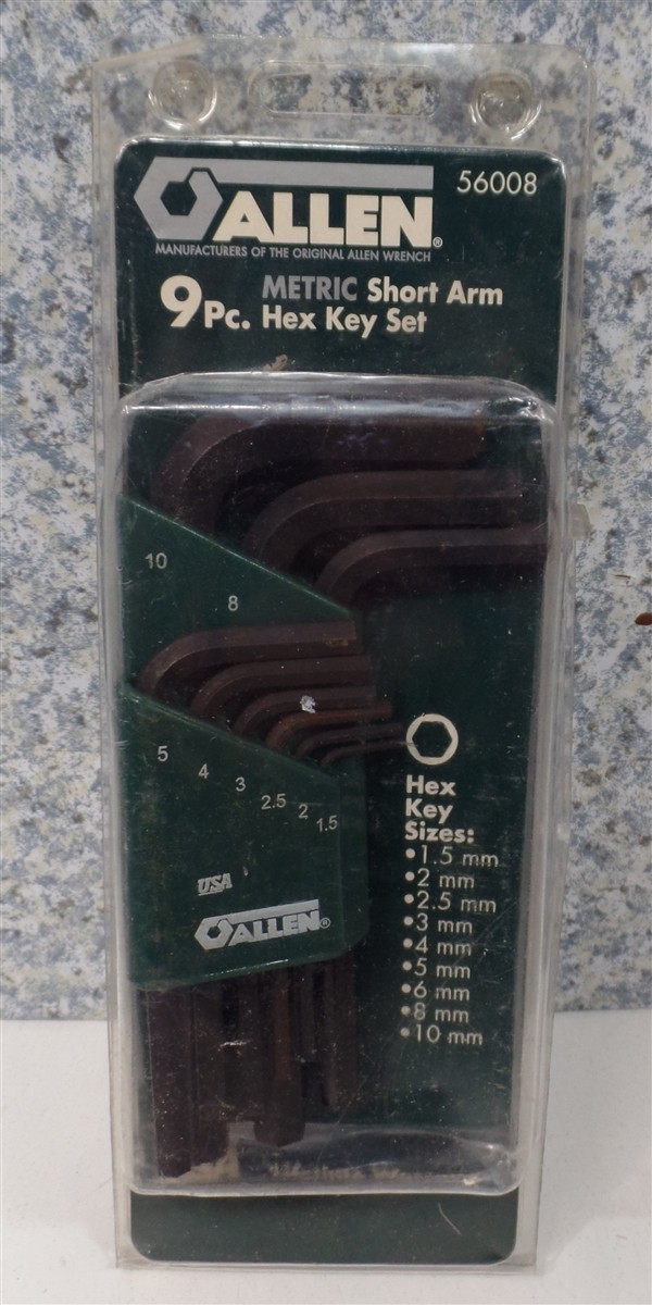 ALLEN 56008 9 Piece Metric Short Arm Hex Key Set 1.5 2 2.5 3 4 5 6 8 10mm EW