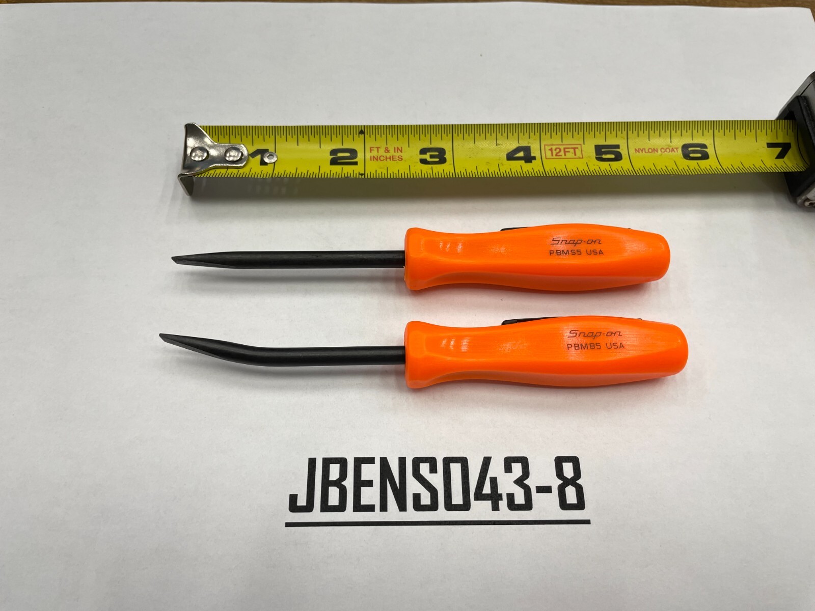 Snap-on Tools NEW 2pc ORANGE 5″ Length Straight & Bent Mini Pocket Prybar Set