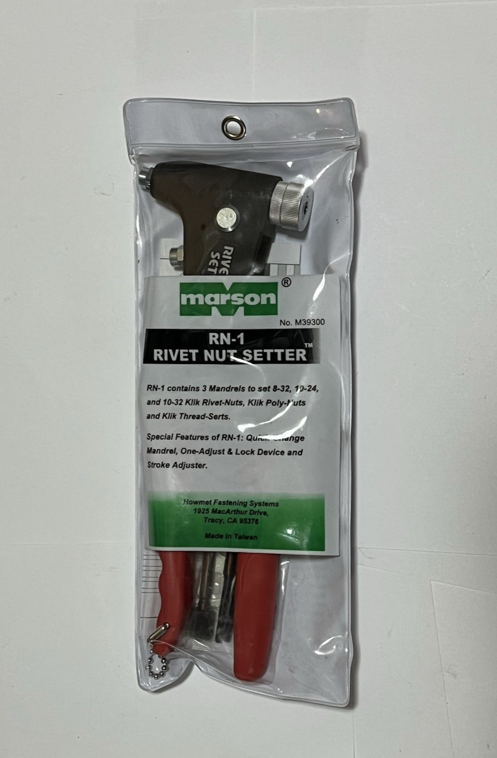 Marson 39300 RN-1 Rivet Nut Setter Installer Tool 8-32 10-24 10-32 NICE