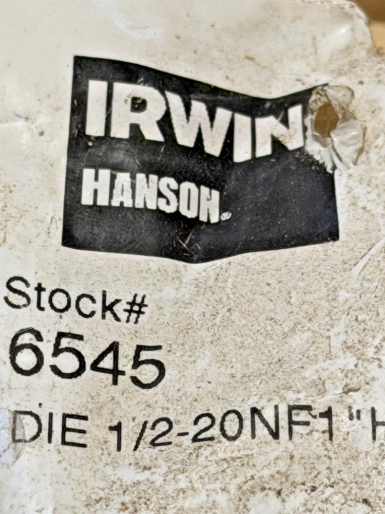 6545 1/2-20 X 1″ NF Hex Die Irwin Hanson CS USA RH Rethreading Carbon Steel