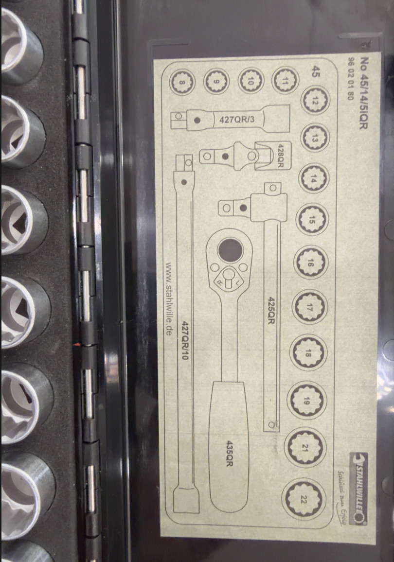 STAHLWILLE 45/14/5IQR 3/8″ Drive Metric Socket Set 8-22mm Complete Germany