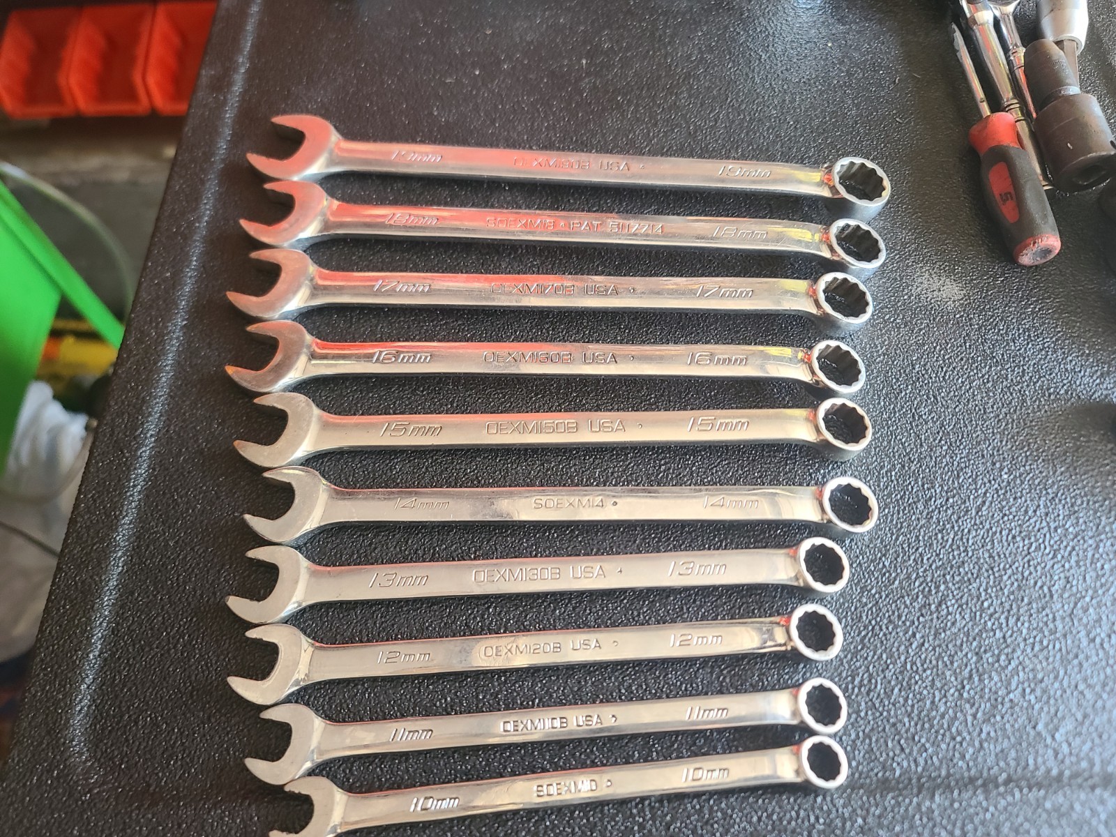 SNAP-ON 10PC METRIC 12PT FLANK DRIVE SHORT COMBINATION WRENCH SET 10-19MM