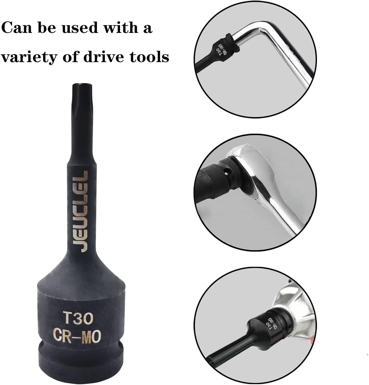 T30 Torx Star 6 Point Impact Bit Socket, 1/2-Inch Square Drive 3-Inch