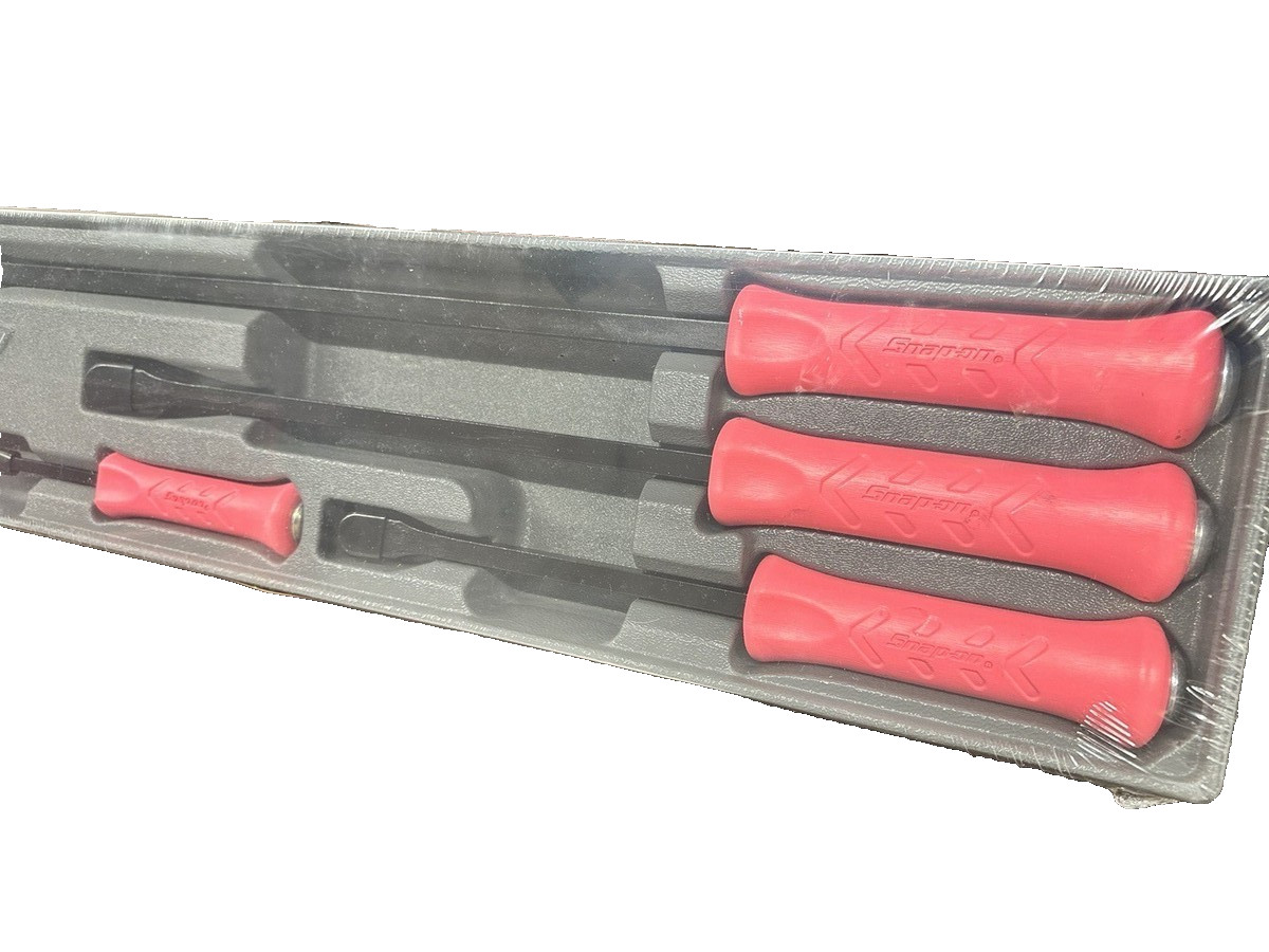 Snap On Tools RARE Pink 4 Piece Hard Grip Striking Prybar Set SPBS704AP USA NEW