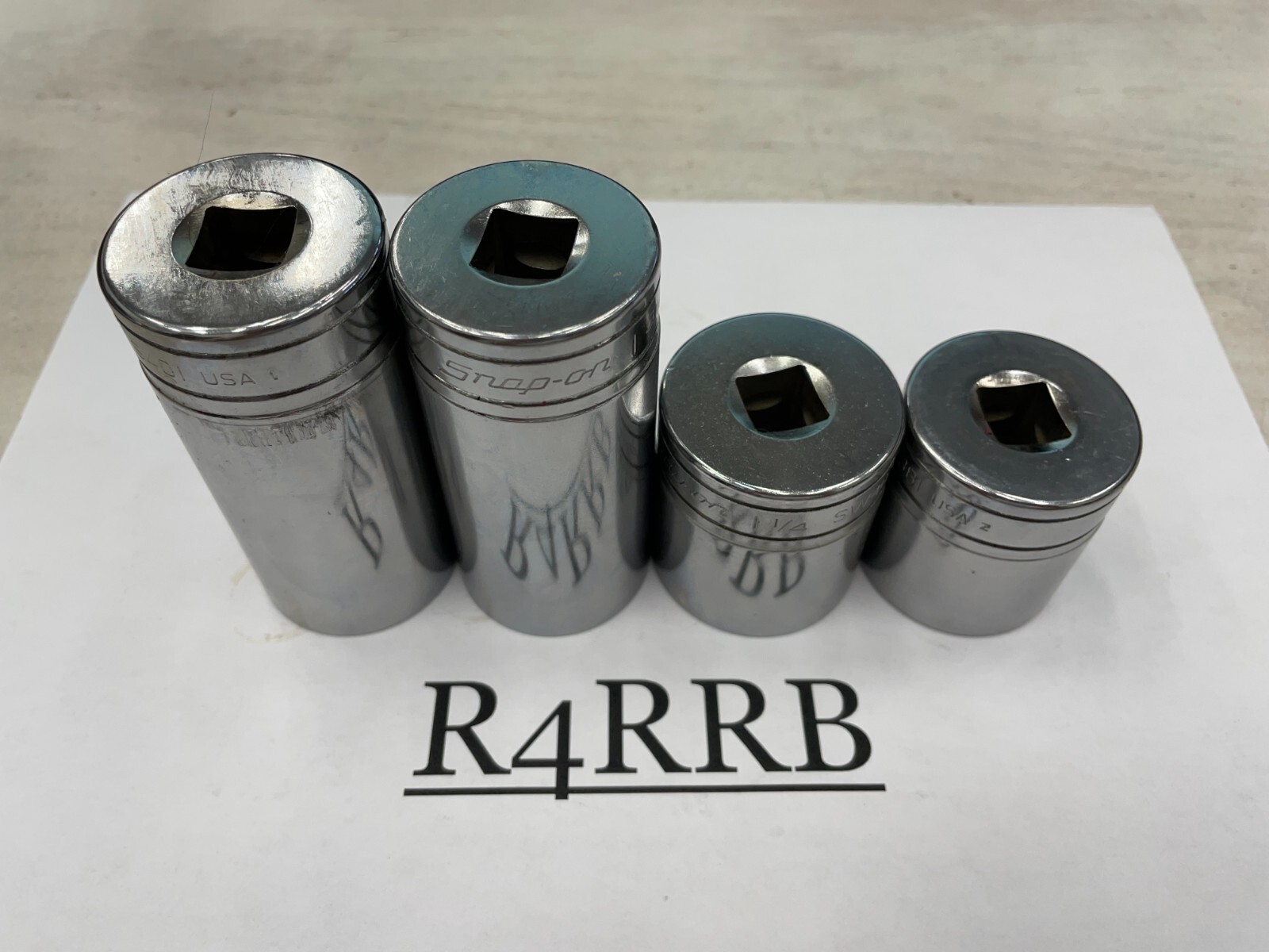 Snap-on Tools USA 4pc NEW 1/2″ Drive SAE 12 Point Shallow Chrome Socket Lot Set