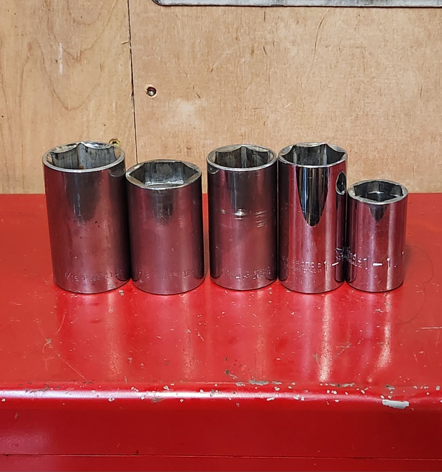 Armstrong Proto USA 1/2″ Dr Deep Sockets 6pt 1-1/16 1-1/4 (2) 1-3/8 1-7/16 READ