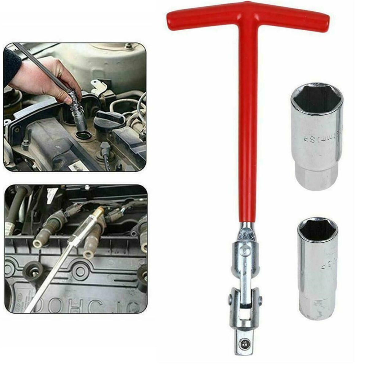 3x Spark Plug Socket Wrench T-Handle Swivel Removal Tool 16mm 5/8″ & 21mm 13/16″