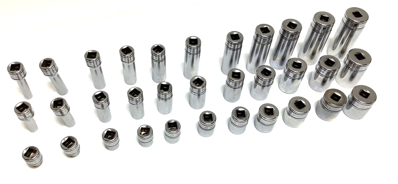 New Snap-on™ 3/8″ drive 1/4″ thru 7/8″ 6-point Shallow Semideep Deep Socket Set