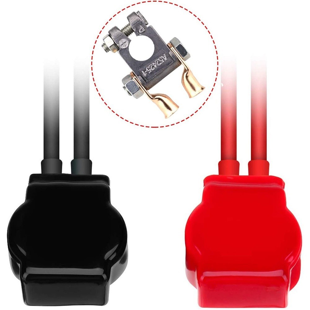 2PCS Zinc Alloy Battery Clamps with 4 Terminals 2 Sleeves 4 Heat Shrink Tubes