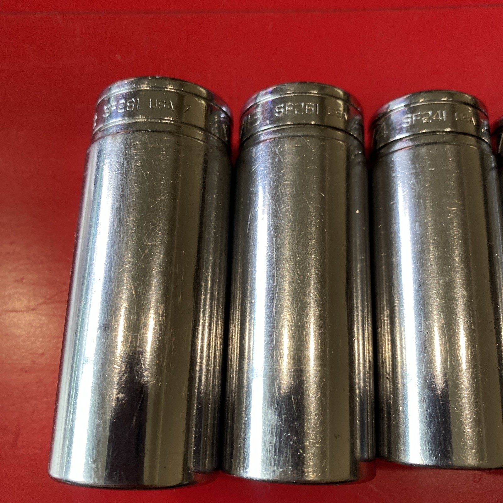SNAP ON 7 SOCKETS 3/8″ DR SF141-SF281 Missing SF181 12 Point SAE Deep Socket Set