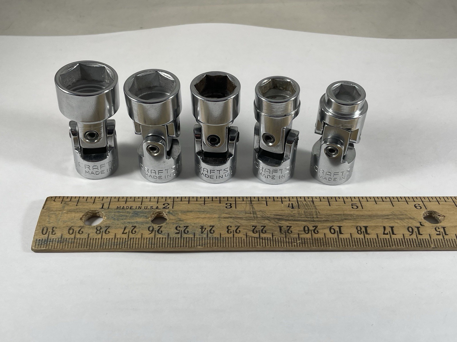 Vintage Craftsman USA 3/8” Drive, Swivel Socket Lot Of 5, 3/8 1/2 9/16 5/8 11/16