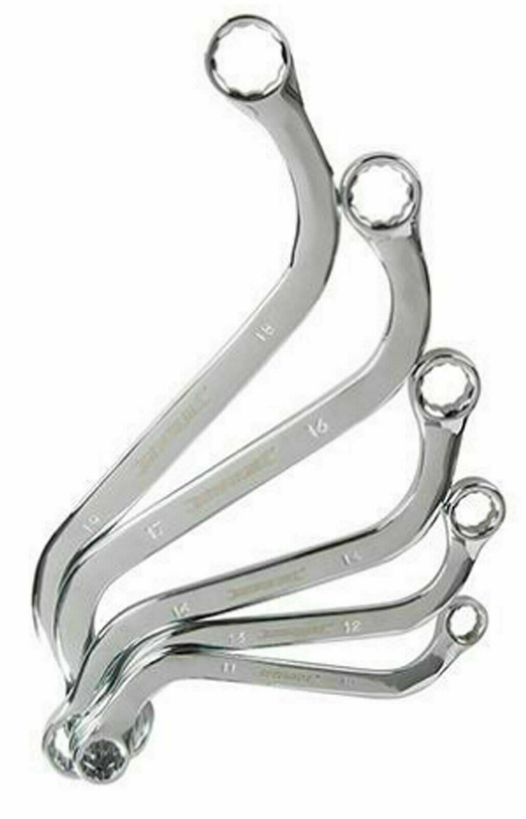 Silverline 5pce S-Type Obstruction Ring Spanner Wrench – Storage Pouch 10-19mm