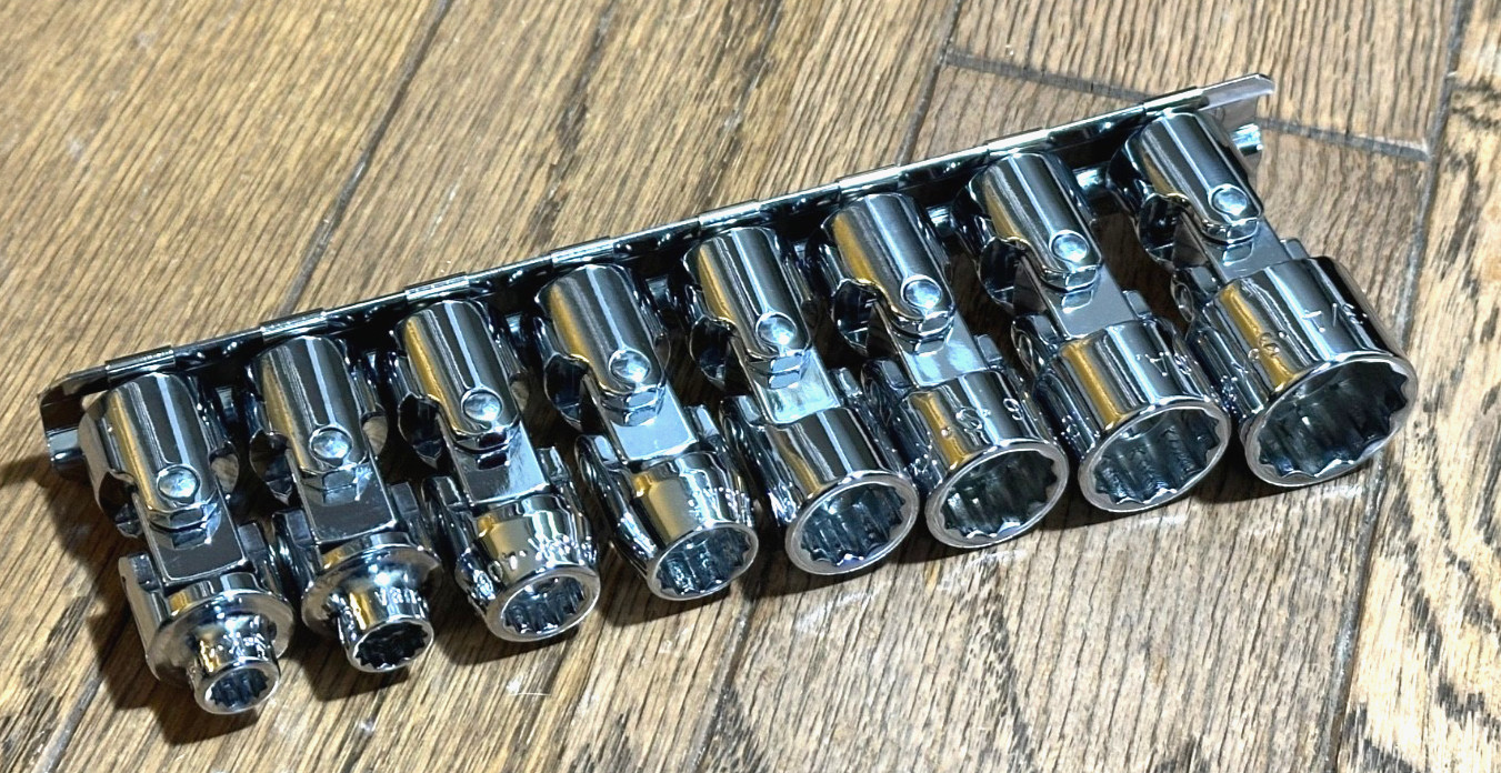 🇺🇸 NEW SK Tools USA 3/8″ SAE 12PT Swivel Universal Socket Set Flex Wobble Lot