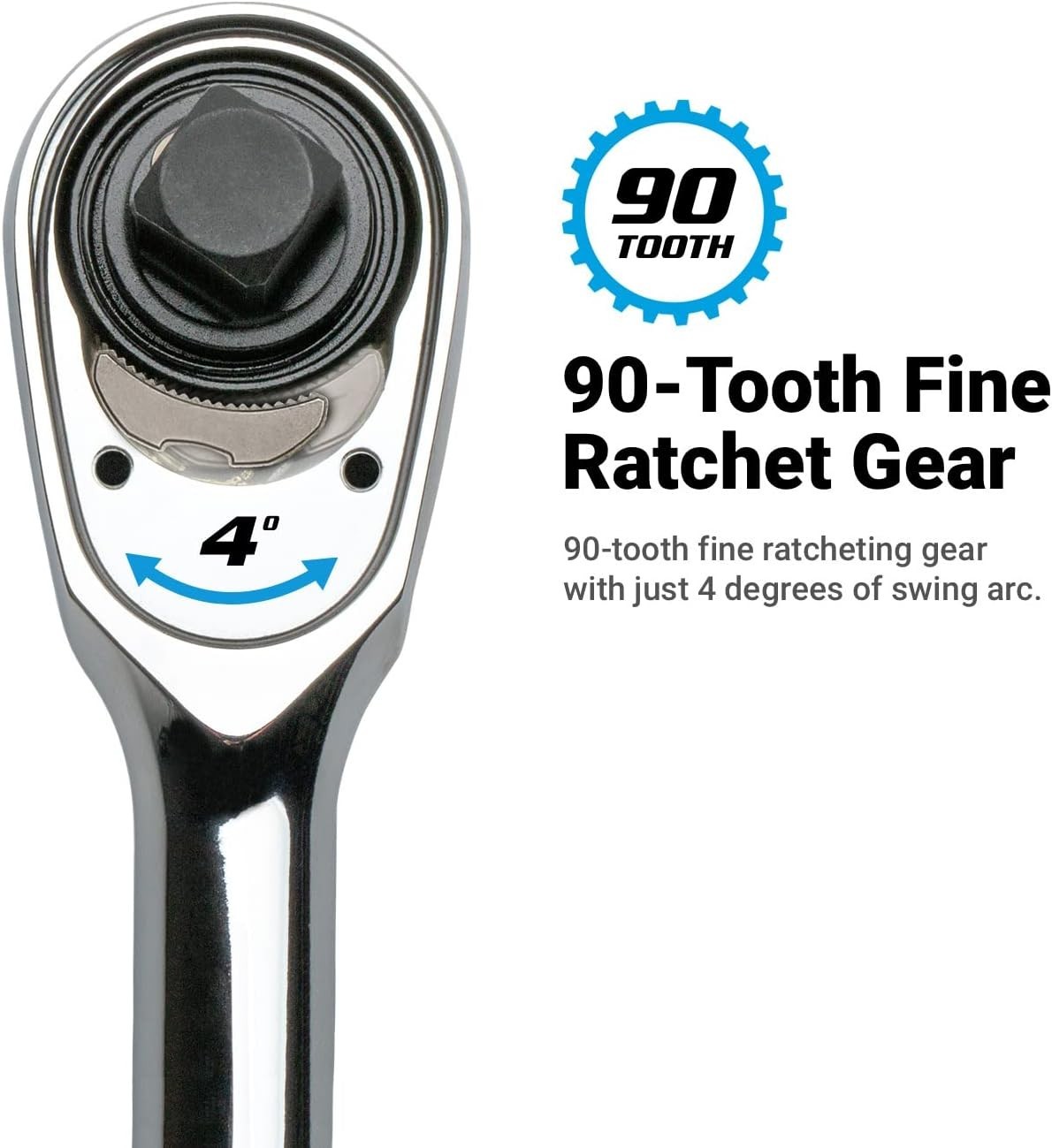 1/4 in. Drive Fine 90-Tooth Extra Long Ratchet, Ergonomic Soft Grip, 12 in. Long