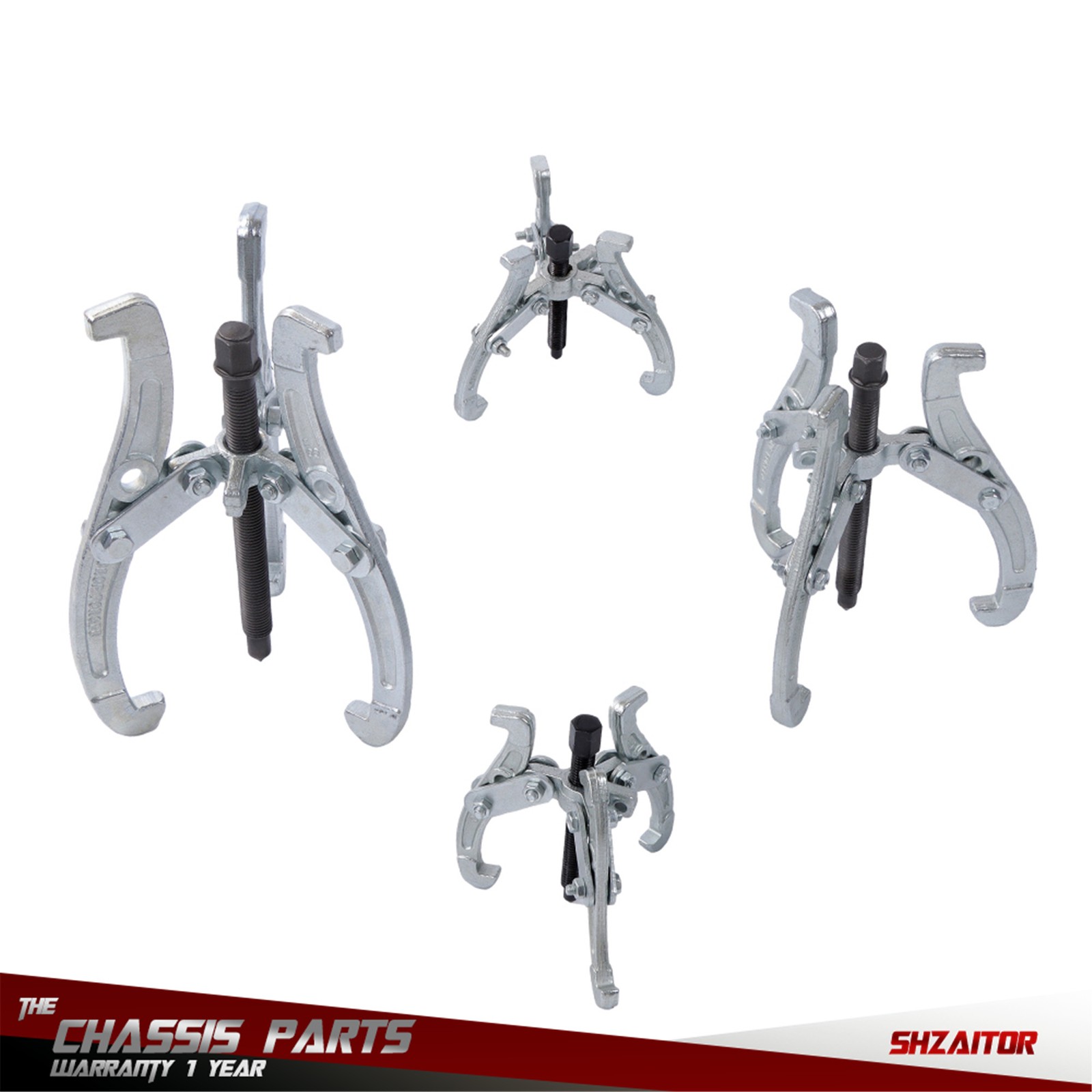 4 Pcs Bearing Puller for Pulley Gear Bearing 3“ 4” 6“ 8” 3 Jaw Puller Tool Kit