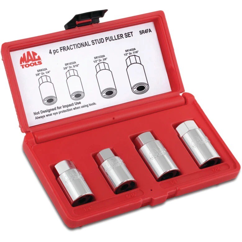 MAC Tools 3/8″ & 1/2″ Drive SAE 4 Pc Stud Puller Set SR4FA