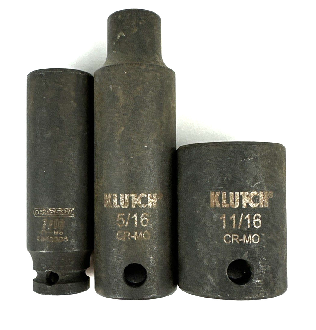 Vintage Klutch Impact Sockets, Chrome Molybdenum + 1 Expert by Mac, Free Ship