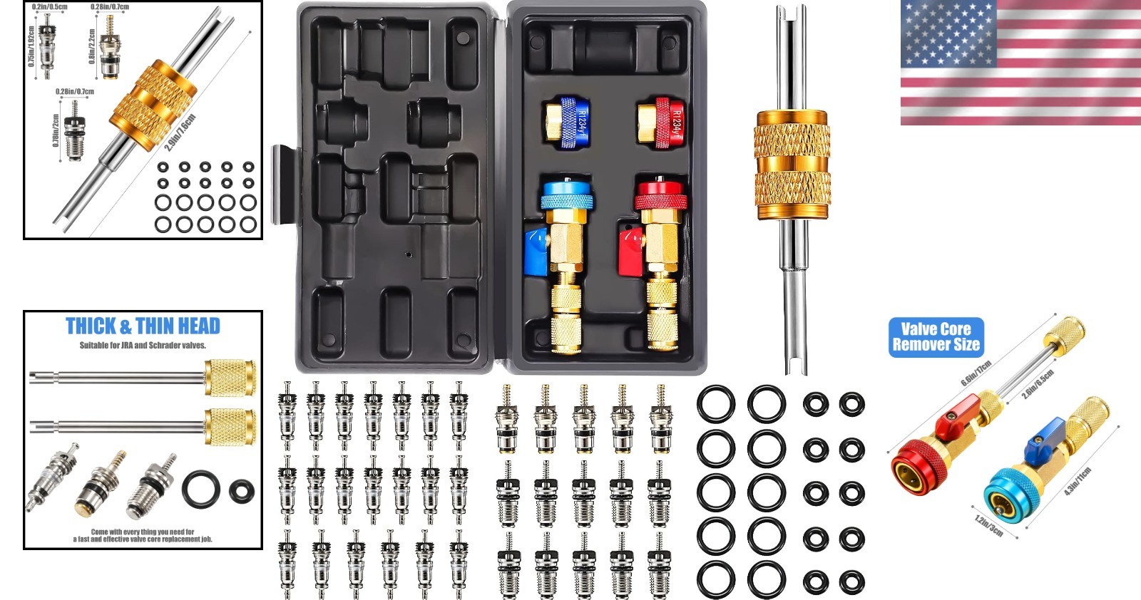 35-Piece Air Condition Valve Core Set for Refrigeration