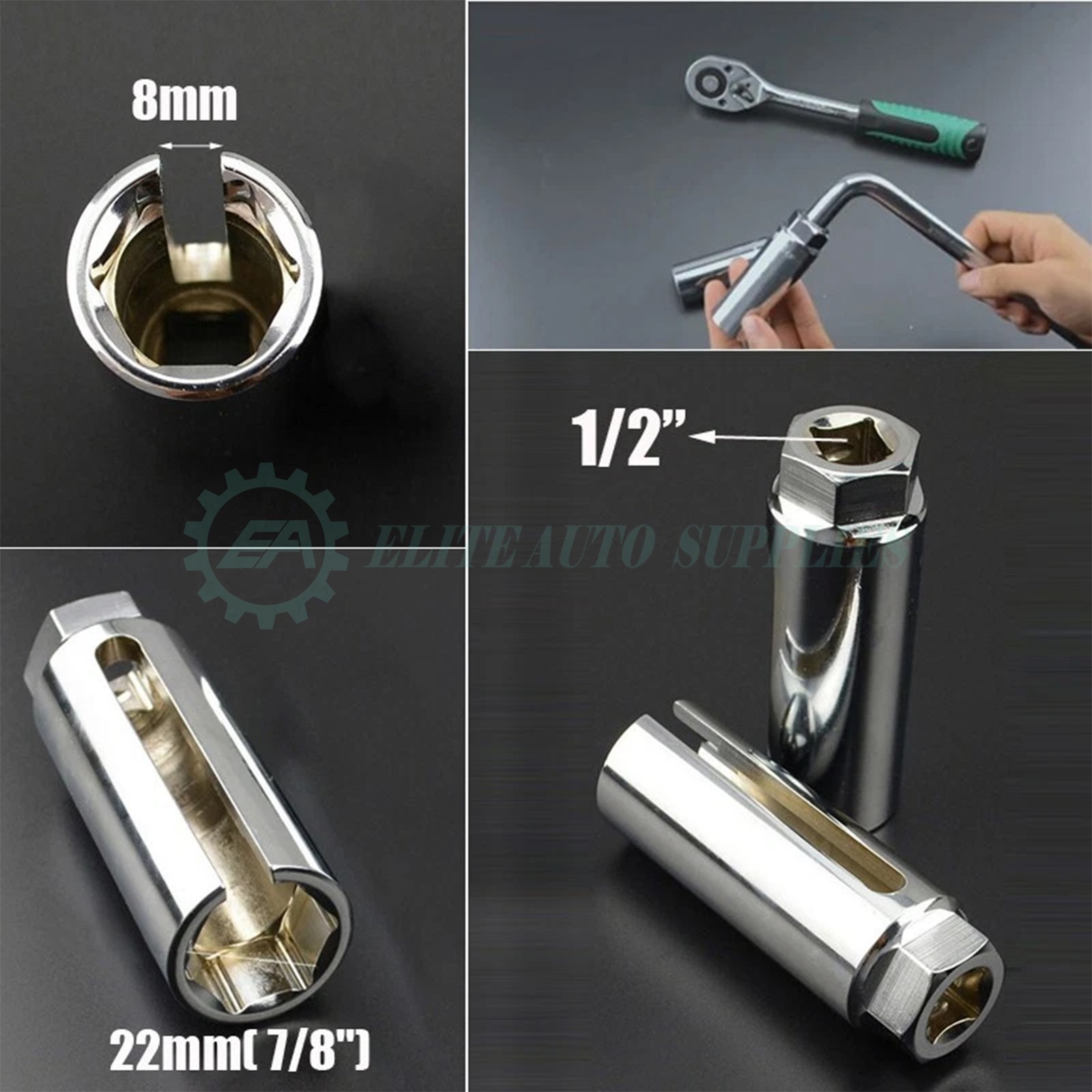NEW 7/8» 22mm O2 Oxygen Sensor Removal Tool 1/2″ Drive Socket Side Wire Cutout