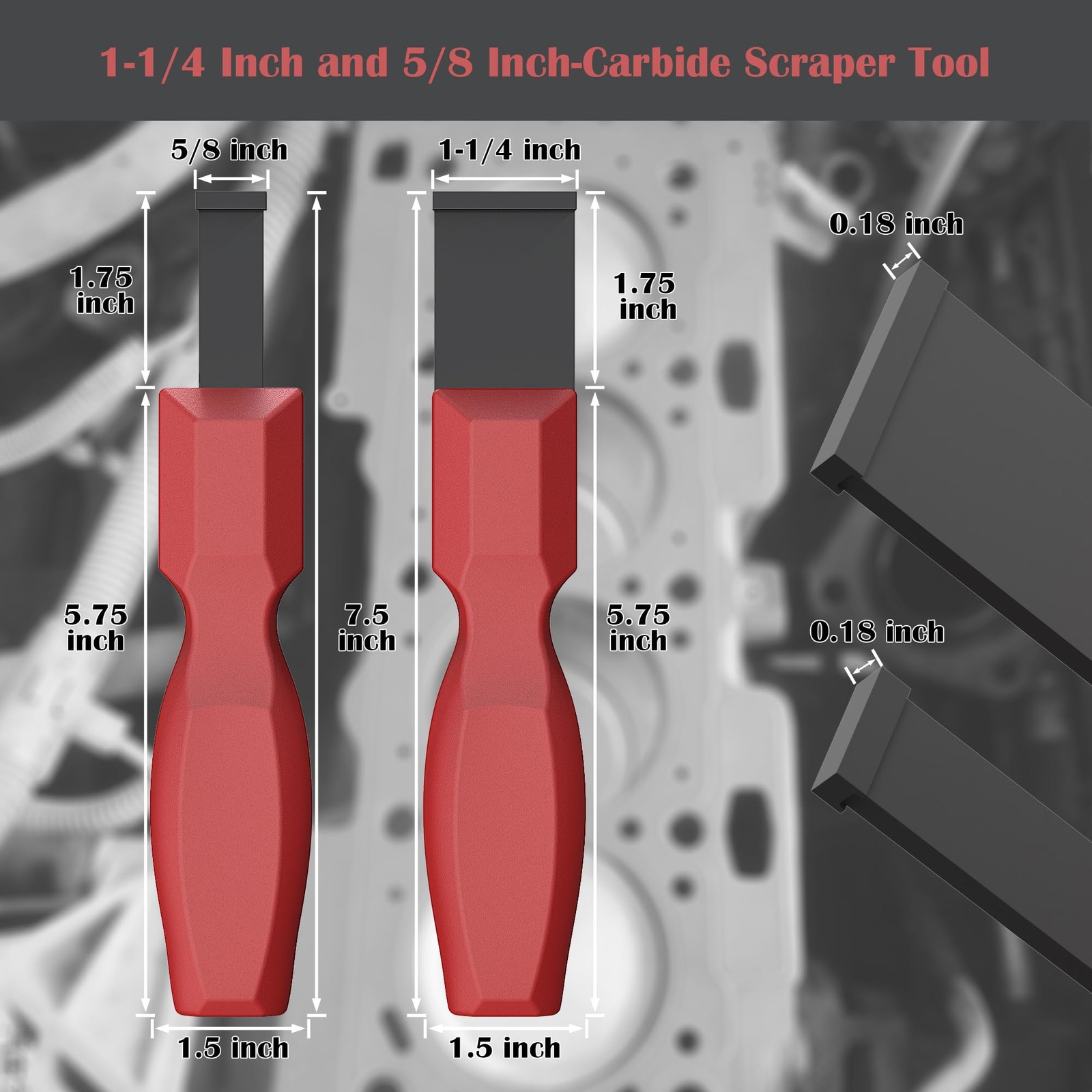 OUXIO Carbide Scraper, Super 1-1/4 inch and 5/8 inch,