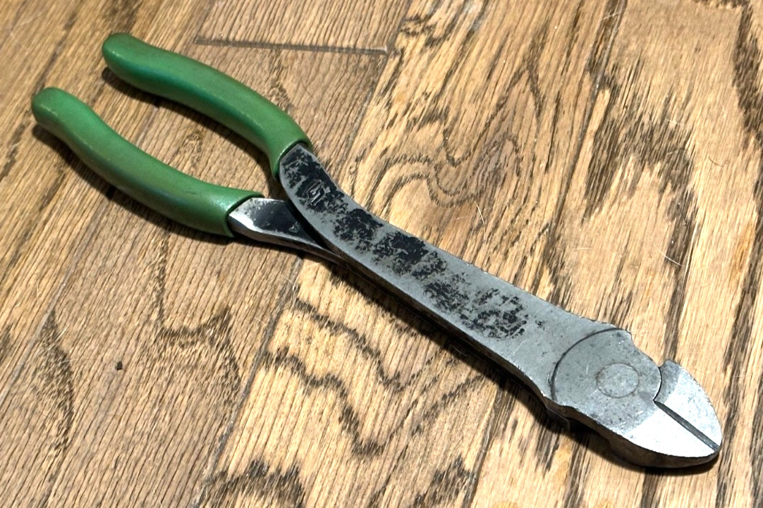 🇺🇸 Snap On Tools Diagonal Cutters Pliers 11″ Long Reach Wire Side Green Grip
