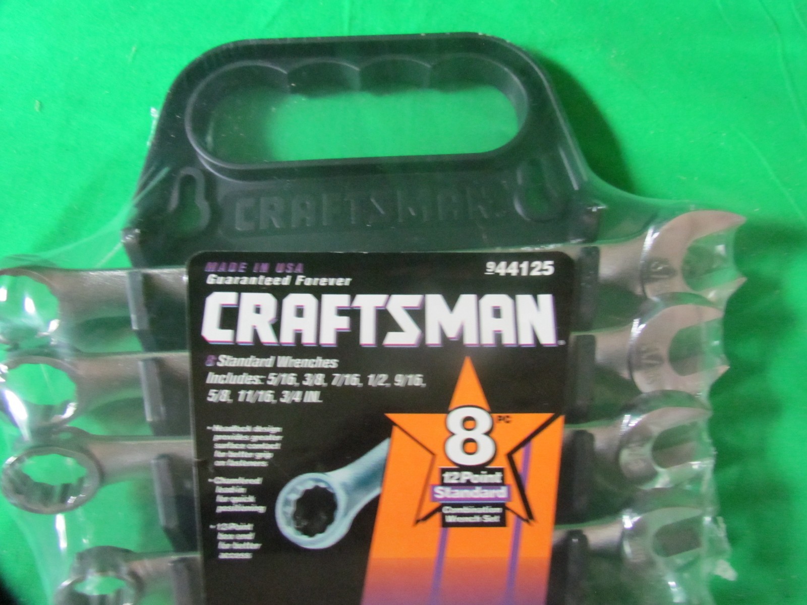 CRAFTSMAN #944125 8 PC 12 PT SAE 5/16″-3/4″ COMBO WRENCH SET W/RACK New Sealed