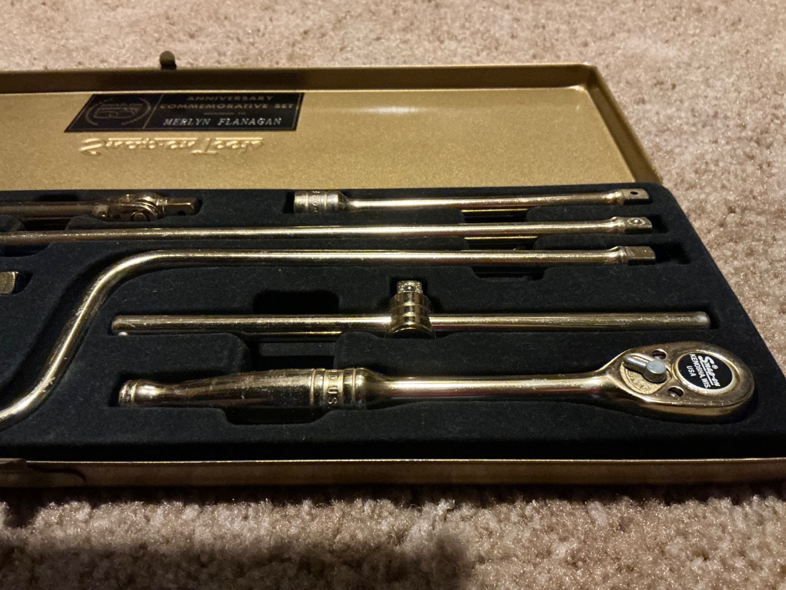 Snap-On Tools RARE 1970 50th Anniversary Collectors Gold 3/8 Service Set KRA-284
