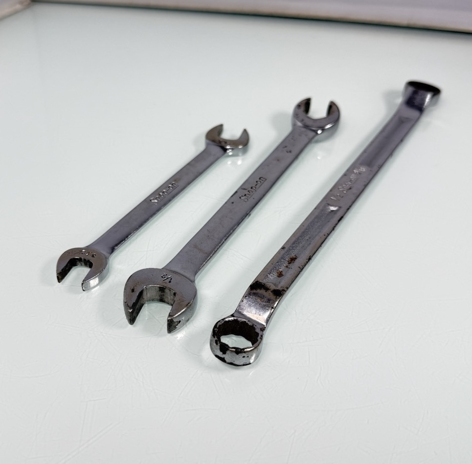 3pc Snap On Combination Wrench Lot SAE USA XV-1618 / RXS 16 / V0 1214 – Vintage