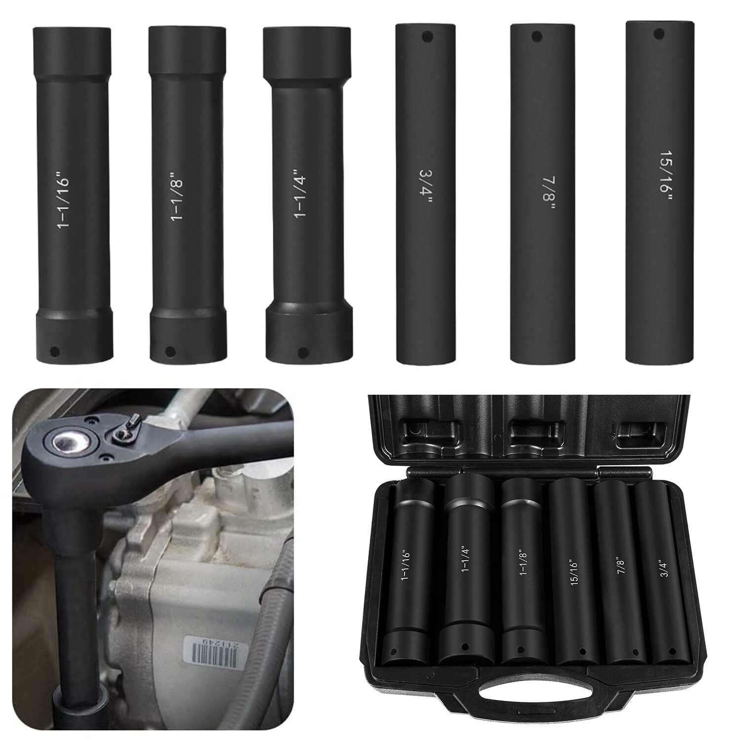 1/2 » Drive Heavy Duty Extended Length Extra-Deep Length Impact Socket Set
