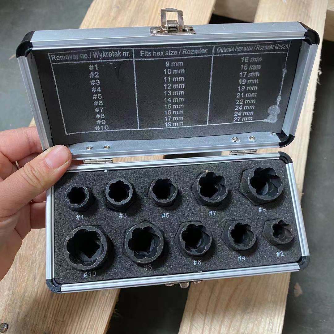 10pcs Damaged Lug Nut Lock Remover Twist Socket Set Screw Extractor Tool US