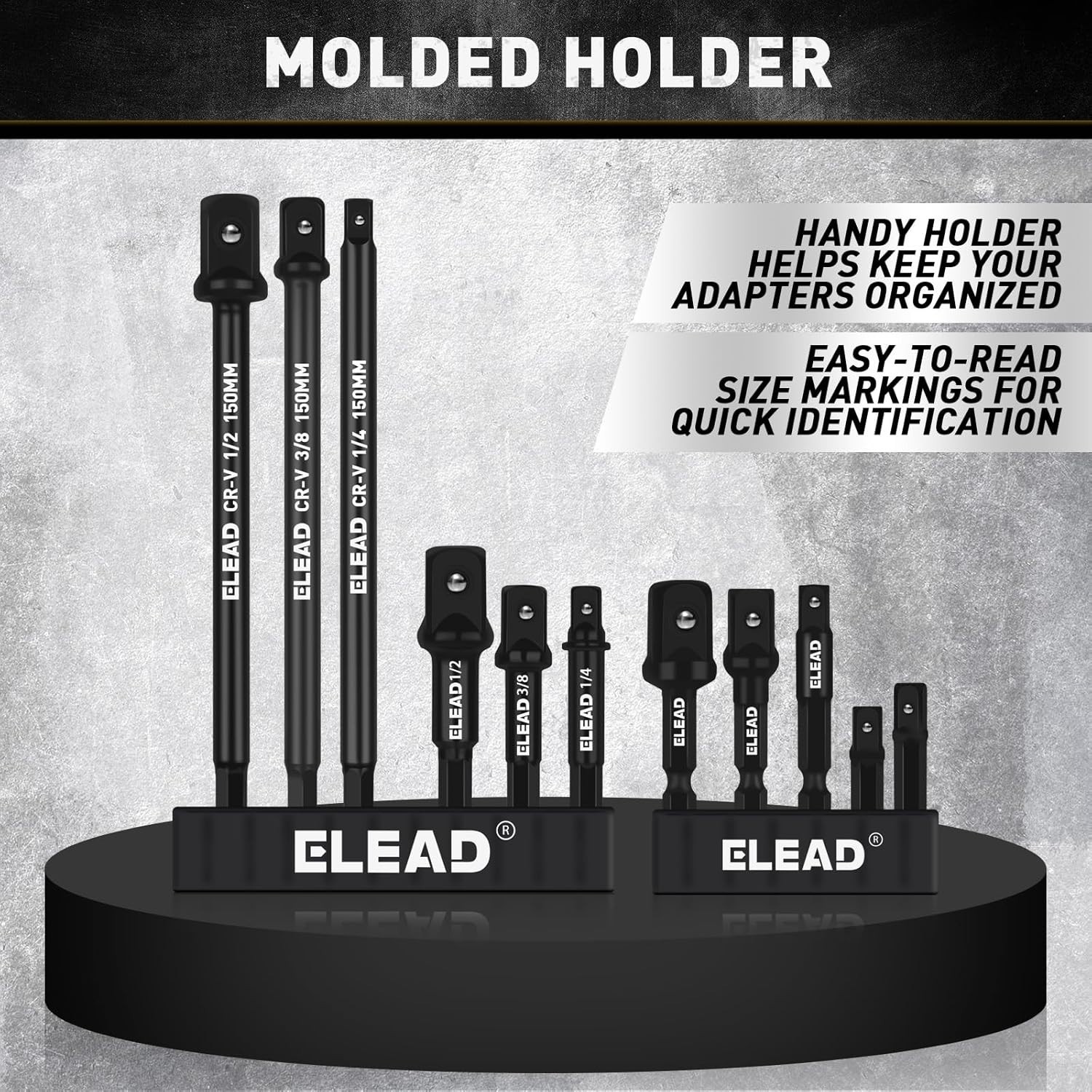11-Piece Impact Socket Adapter Set, 1/4-Inch Hex Shank, 1/4″ 3/8″ 1/2″ Impact So
