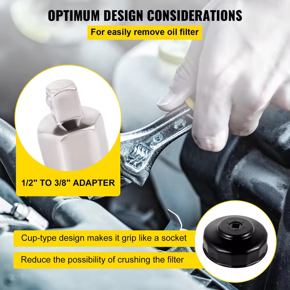 Oil Filter Socket Set 14 Pcs Wrench Set Sturdy Steel 3/8″ Low Profile Wrench Cap