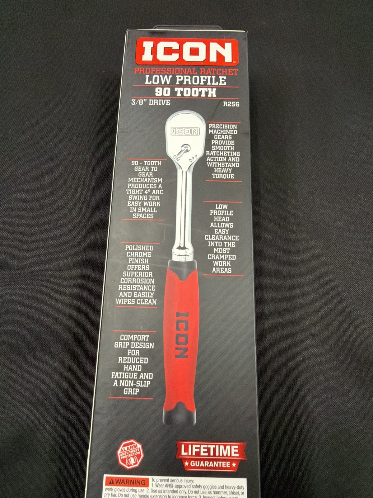 ICON 3/8 In. Drive Professional Low-profile 90-Tooth Ratchet Comfort Grip