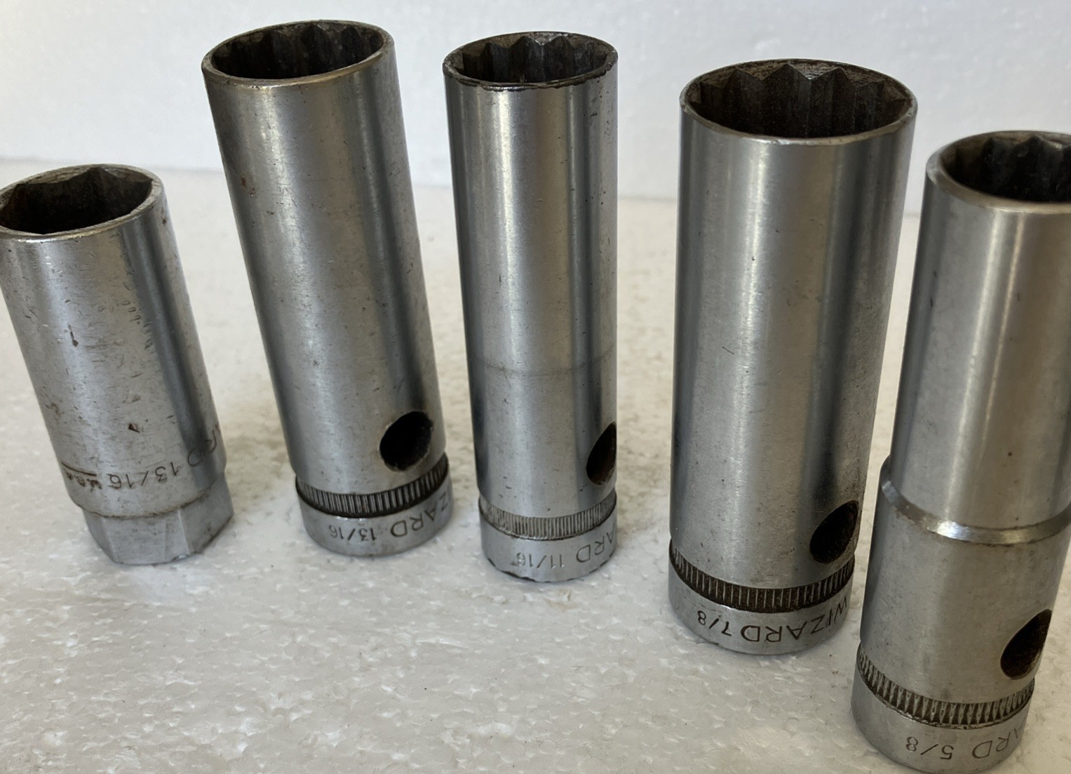wizard 1/2 inch drive sockets. Lot Of 11 Wizard Sockets 6 Deep well, 5 Regular