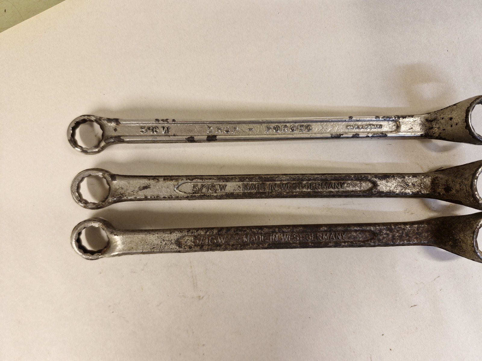 3 X Drop Forged German Made Whitworth Ring Spanners 3/8W-5/16W