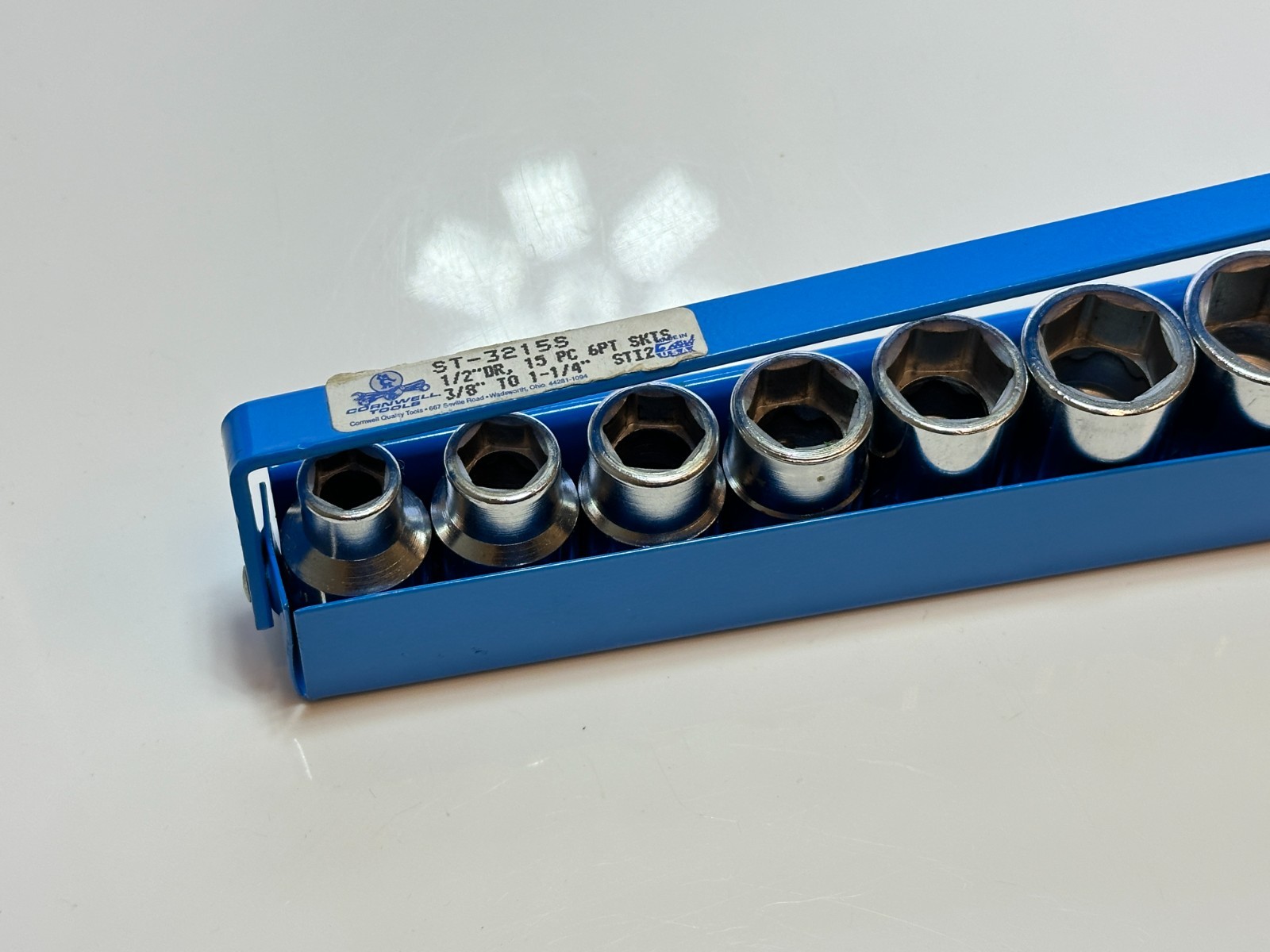 Cornwell Tools USA ST-3215S 1/2” Drive 15pc SAE 3/8 to 1-1/4” Shallow Socket Set
