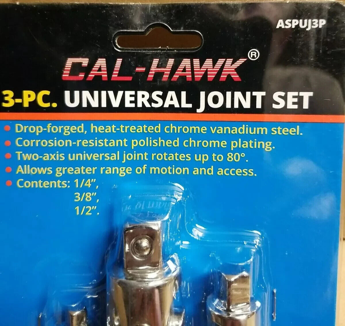 3 PC Universal Joint Set 1/4, 3/8, 1/2 NEW