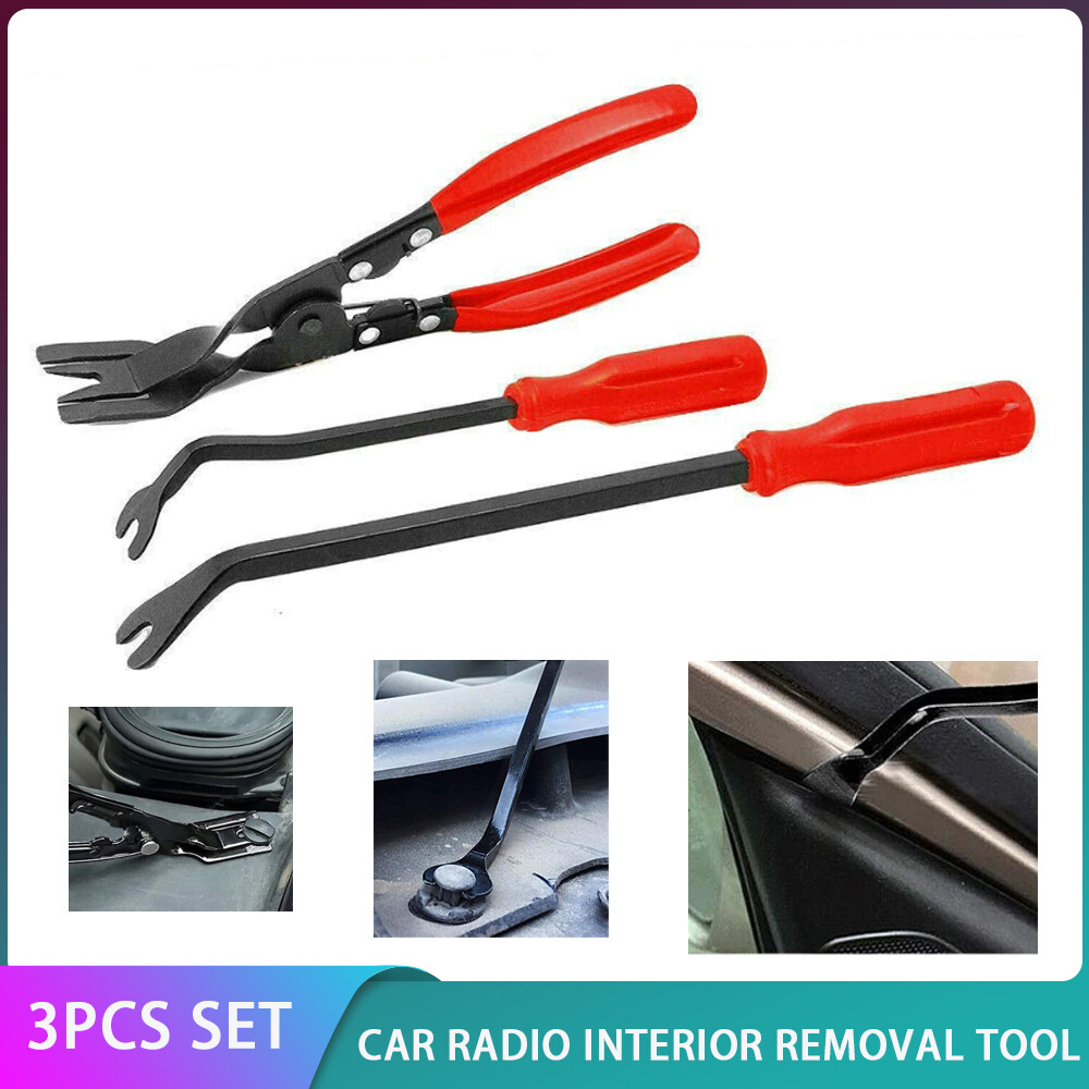 3Pcs Steel Car Door Panel Clips Repair Tool Kit Disassembly metal pry Tool Set