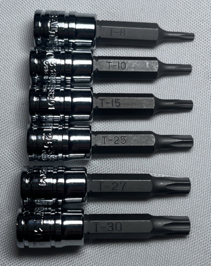 9pk Kobalt Tamper & Standard Torx Bit Sockets 1/4” Drive T10 T15 T25 T30 + More