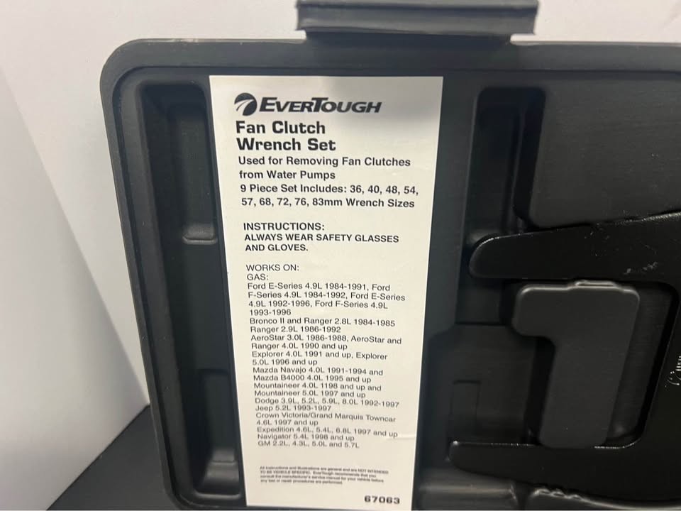 EverTough #67063 Fan Clutch Wrench Set With Hard Case NEW NEVER USED