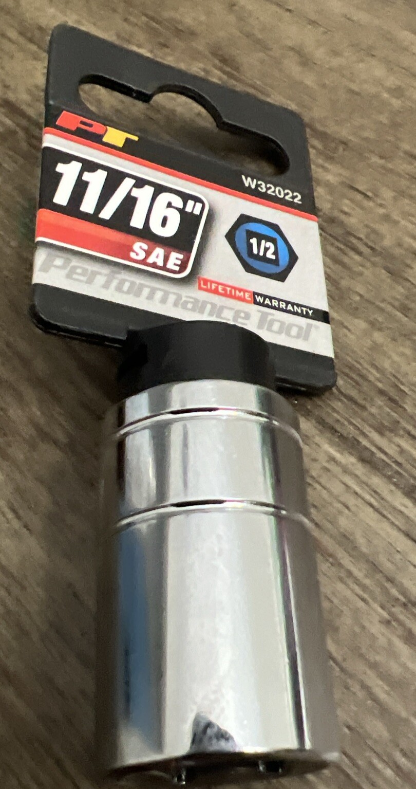 Performance Tool W32022 11/16″ Chrome Shallow Socket 1/2″ Drive 6 Point