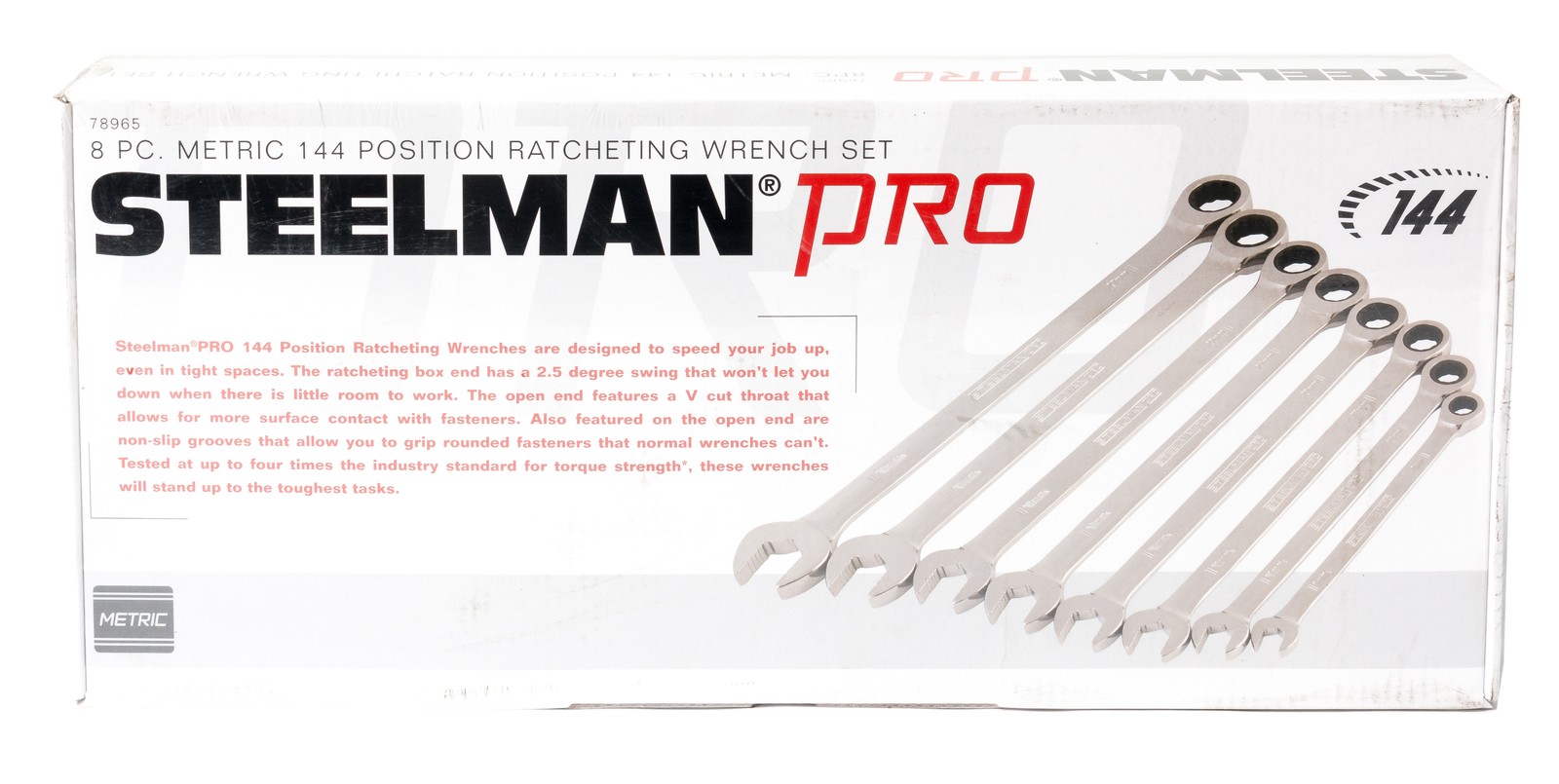 Steelman Pro 8 Piece Metric 144 Position Ratcheting Wrench Set Part Number 78965
